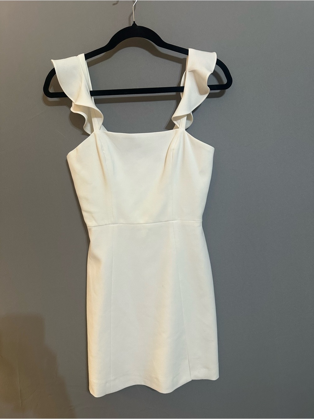 French Connection Cream Ruffle-Shoulder Mini Dress